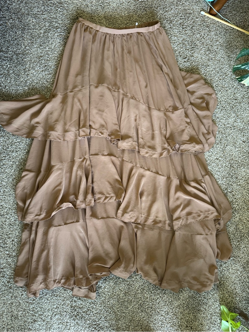 Free People soft tan maxi skirt with ruffle tiers